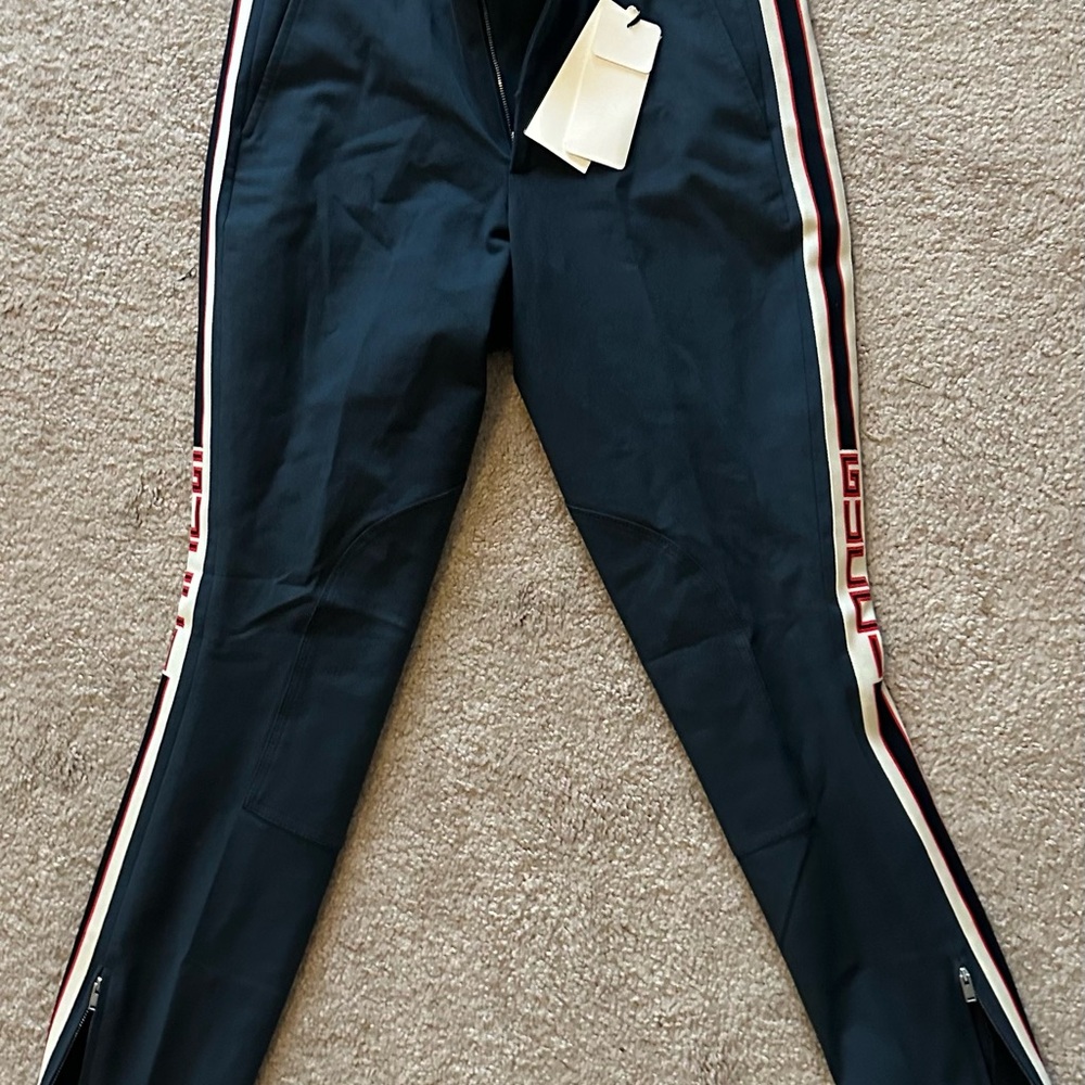 Gucci Blue and Red Track Pants with Red Stripe - Picture 2 of 12